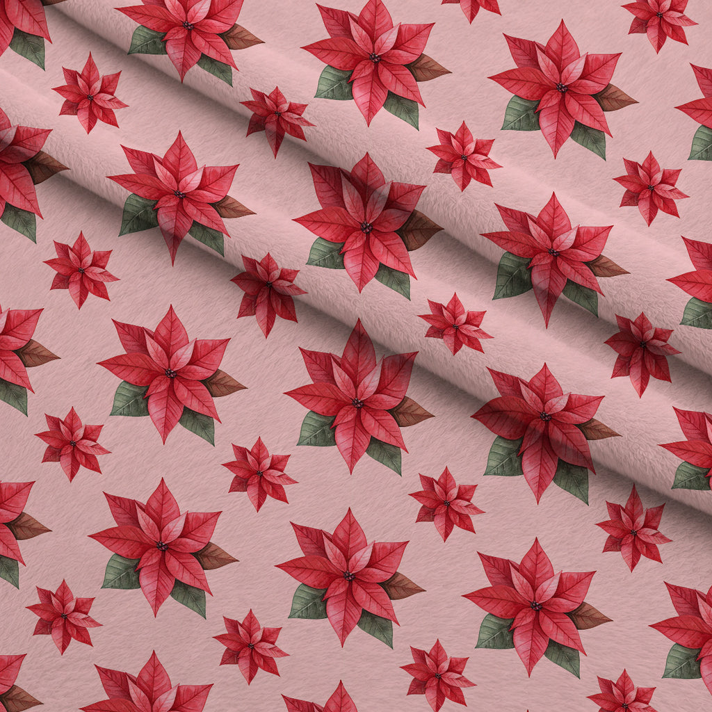Winterberry Poinsettia Garden Pattern 20 Minky Fabric — plush minky folded close-up preview (mv-minky-v1:lying)