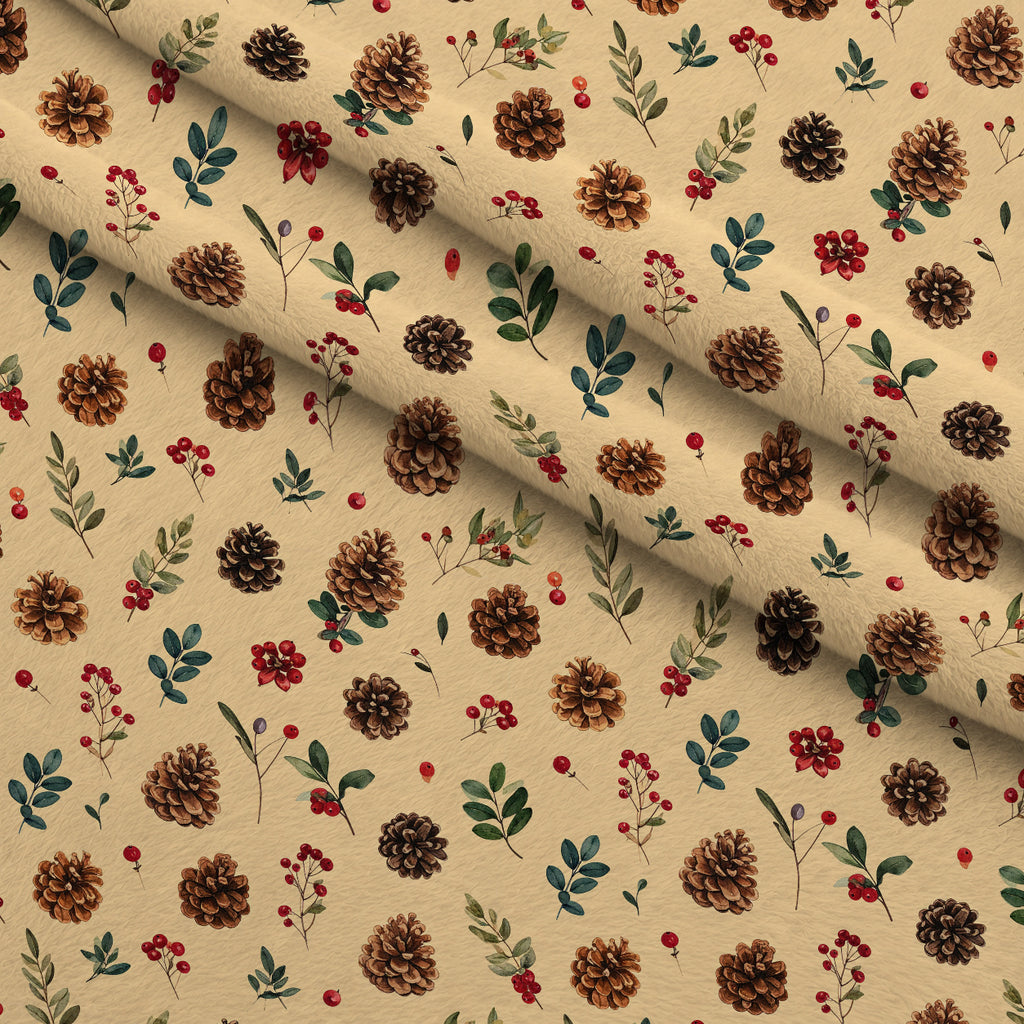 Winterberry Poinsettia Garden Pattern 21 Minky Fabric — plush minky folded close-up preview (mv-minky-v1:lying)