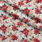 Winterberry Poinsettia Garden Pattern 25 Minky Fabric — plush minky folded close-up preview (mv-minky-v1:lying)