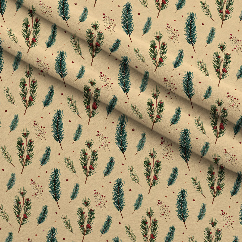 Winterberry Poinsettia Garden Pattern 6 Minky Fabric — plush minky folded close-up preview (mv-minky-v1:lying)