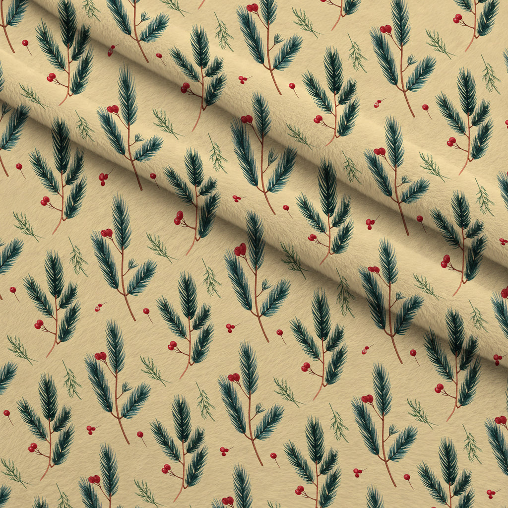 Winterberry Poinsettia Garden Pattern 7 Minky Fabric — plush minky folded close-up preview (mv-minky-v1:lying)