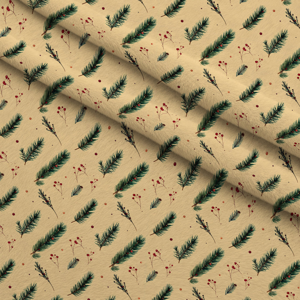 Winterberry Poinsettia Garden Pattern 8 Minky Fabric — plush minky folded close-up preview (mv-minky-v1:lying)