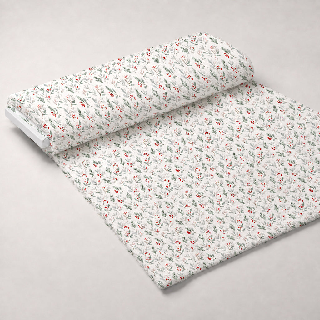 Winterberry Sprigs Pattern 1 Minky Fabric — plush minky unrolled bolt preview (mv-minky-v1:bolt)