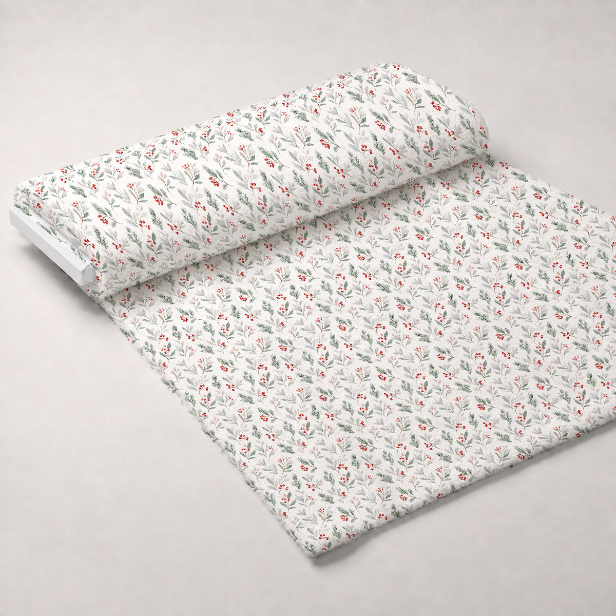 Winterberry Sprigs Pattern 1 Minky Fabric — plush minky unrolled bolt preview (mv-minky-v1:bolt)