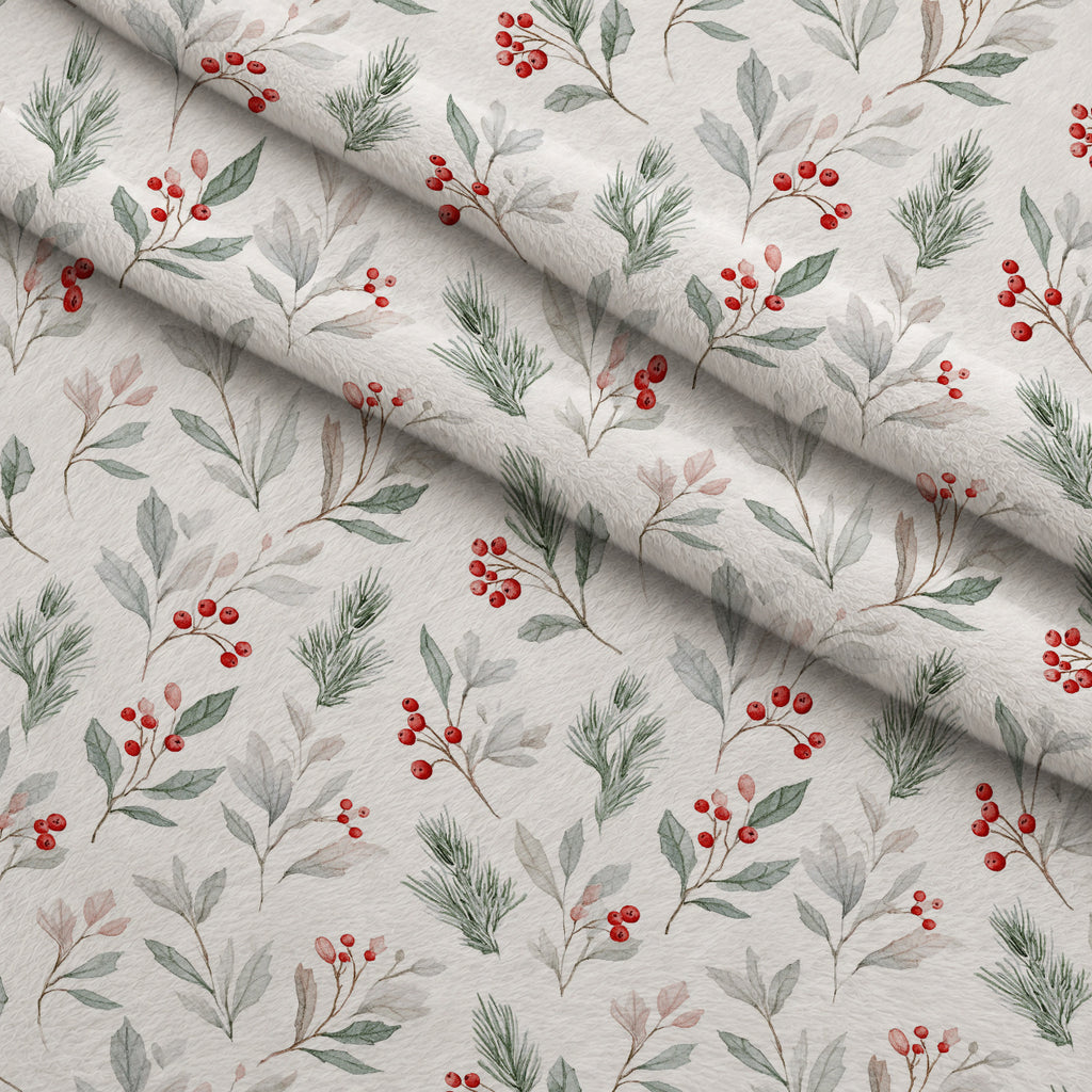 Winterberry Sprigs Pattern 1 Minky Fabric — plush minky folded close-up preview (mv-minky-v1:lying)