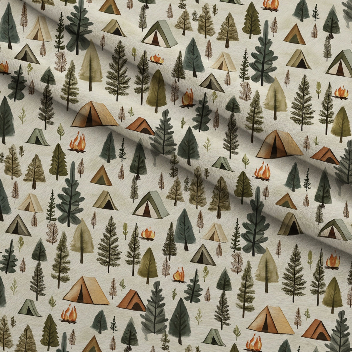 Woodland Campsite Pattern 5 Minky Fabric — plush minky folded close-up preview (mv-minky-v1:lying)