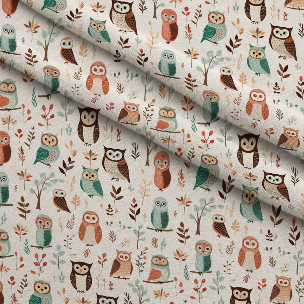 Woodland Hoots Pattern 10 Minky Fabric — plush minky folded close-up preview (mv-minky-v1:lying)