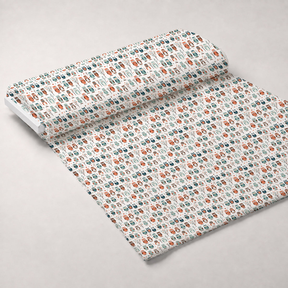 Woodland Hoots Pattern 11 Minky Fabric — plush minky unrolled bolt preview (mv-minky-v1:bolt)