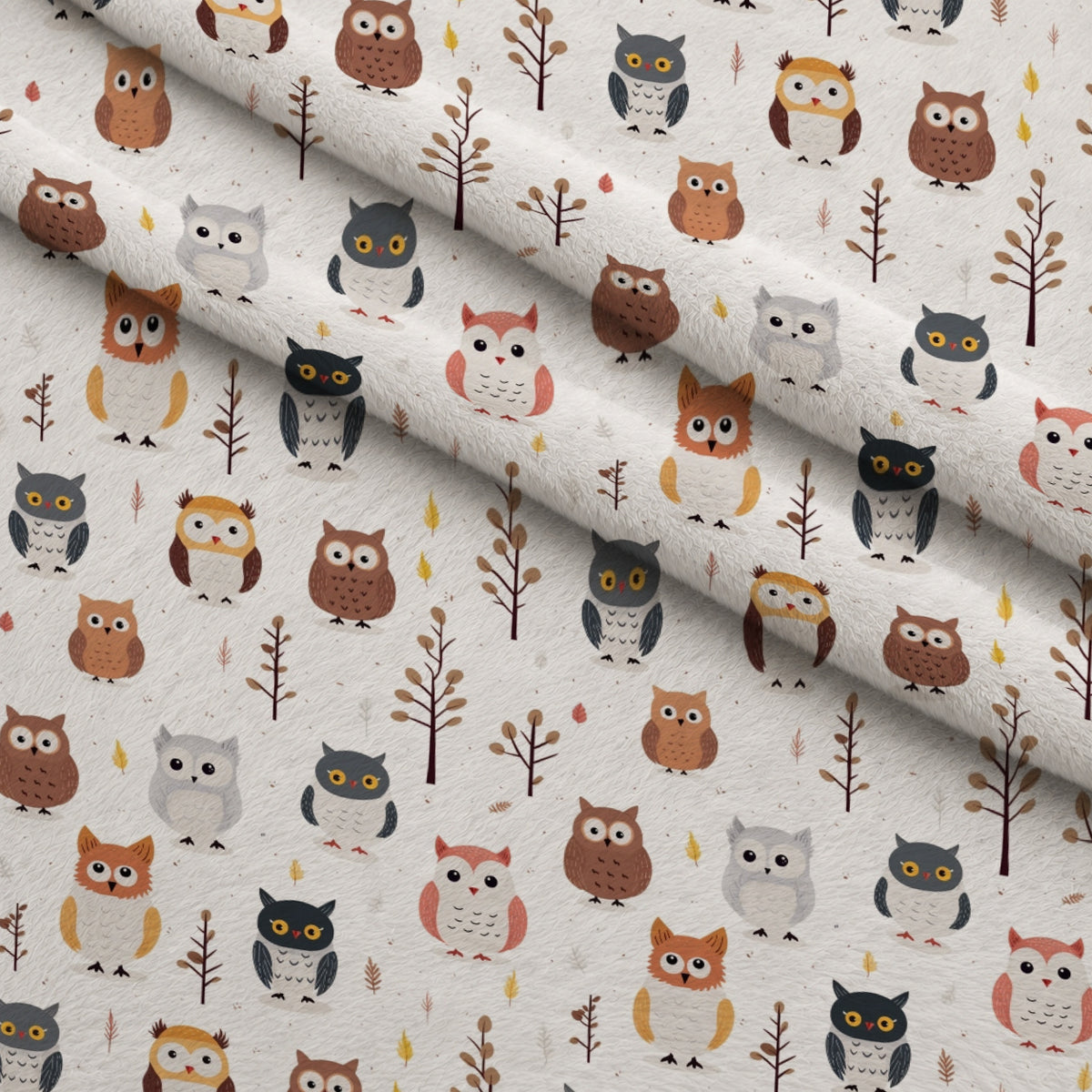 Woodland Hoots Pattern 12 Minky Fabric — plush minky folded close-up preview (mv-minky-v1:lying)