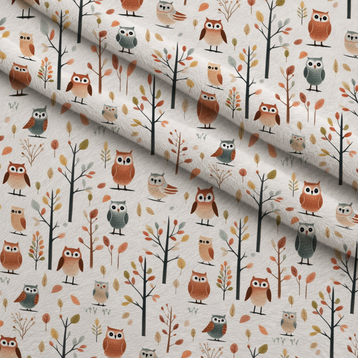 Woodland Hoots Pattern 2 Minky Fabric — plush minky folded close-up preview (mv-minky-v1:lying)