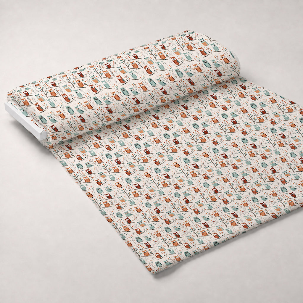 Woodland Hoots Pattern 3 Minky Fabric — plush minky unrolled bolt preview (mv-minky-v1:bolt)