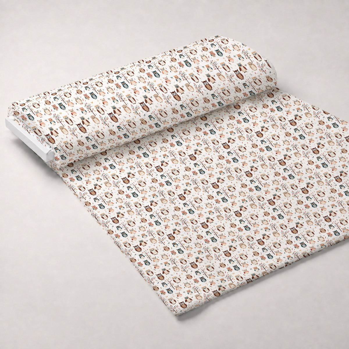 Woodland Hoots Pattern 5 Minky Fabric — plush minky unrolled bolt preview (mv-minky-v1:bolt)