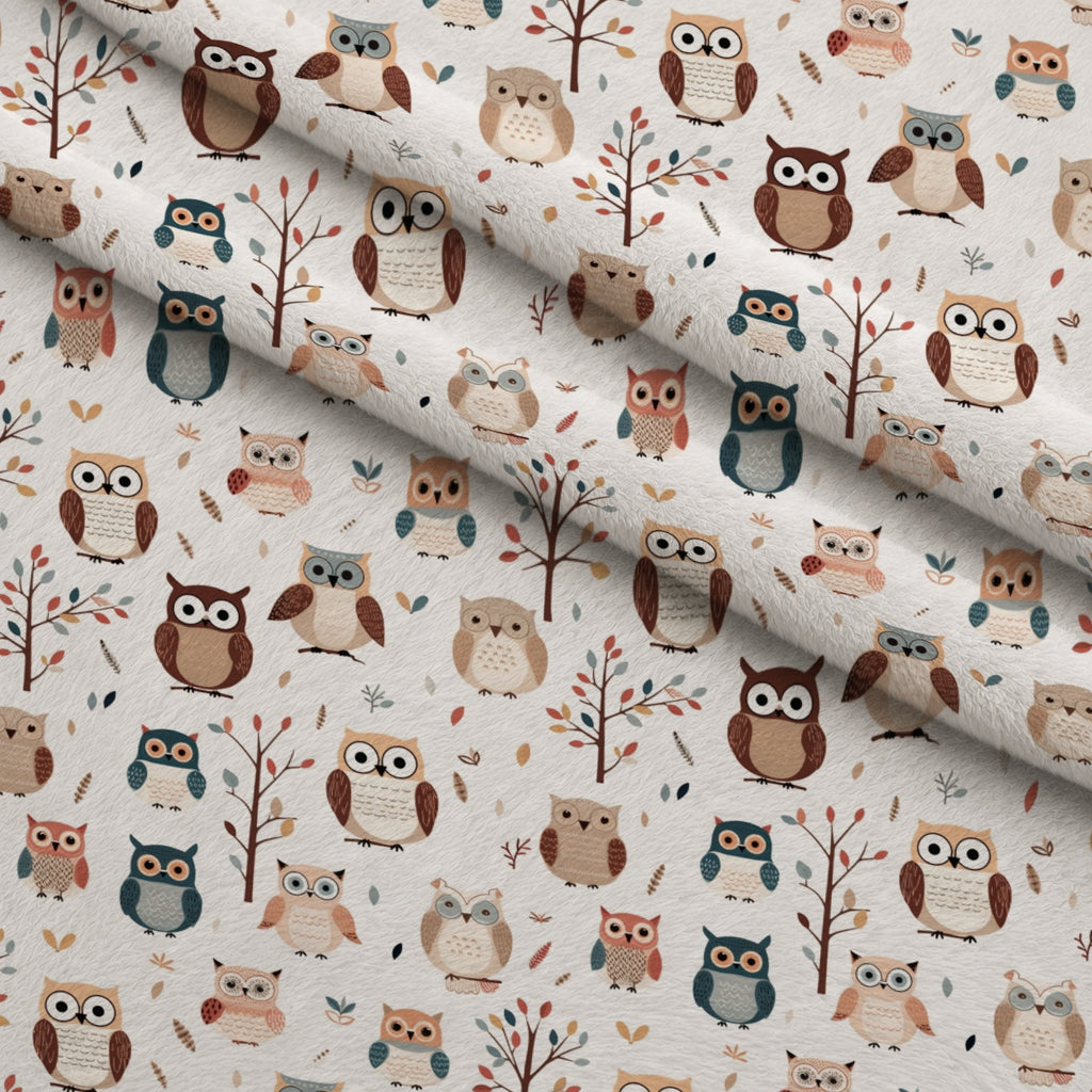 Woodland Hoots Pattern 5 Minky Fabric — plush minky folded close-up preview (mv-minky-v1:lying)