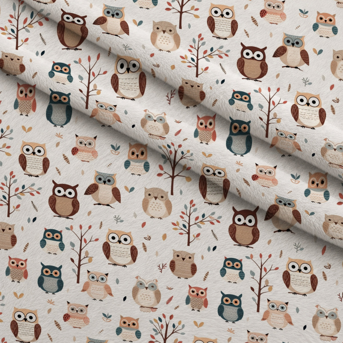 Woodland Hoots Pattern 5 Minky Fabric — plush minky folded close-up preview (mv-minky-v1:lying)