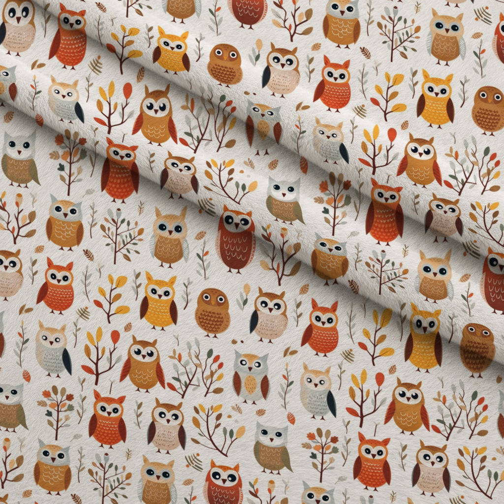Woodland Hoots Pattern 6 Minky Fabric — plush minky folded close-up preview (mv-minky-v1:lying)