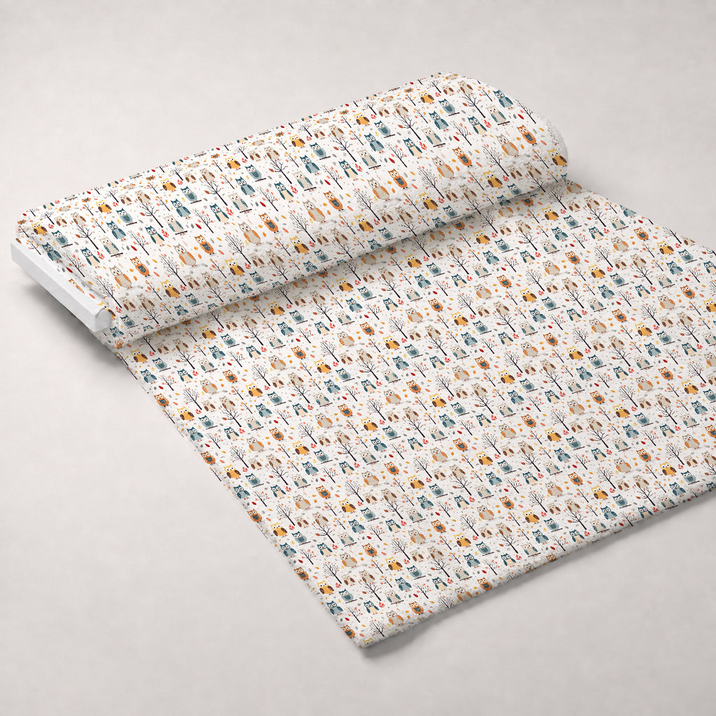 Woodland Hoots Pattern 7 Minky Fabric — plush minky unrolled bolt preview (mv-minky-v1:bolt)