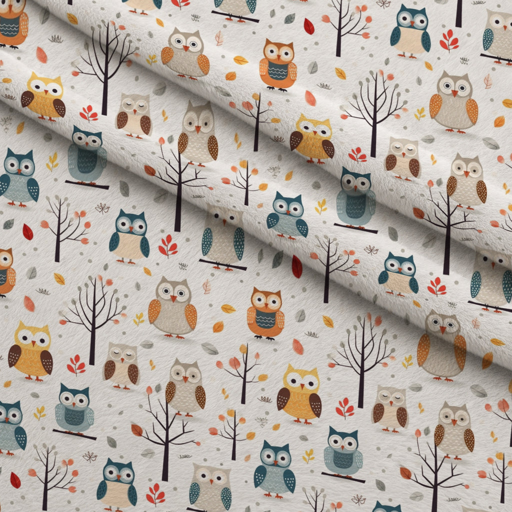 Woodland Hoots Pattern 7 Minky Fabric — plush minky folded close-up preview (mv-minky-v1:lying)