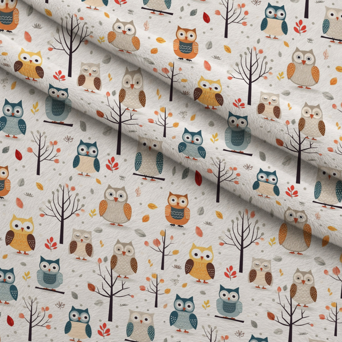 Woodland Hoots Pattern 7 Minky Fabric — plush minky folded close-up preview (mv-minky-v1:lying)