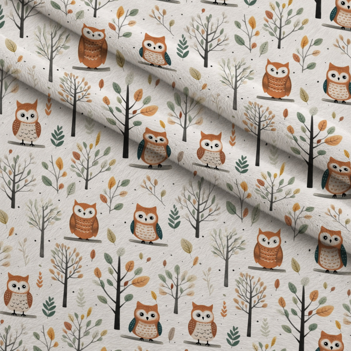Woodland Hoots Pattern 8 Minky Fabric — plush minky folded close-up preview (mv-minky-v1:lying)