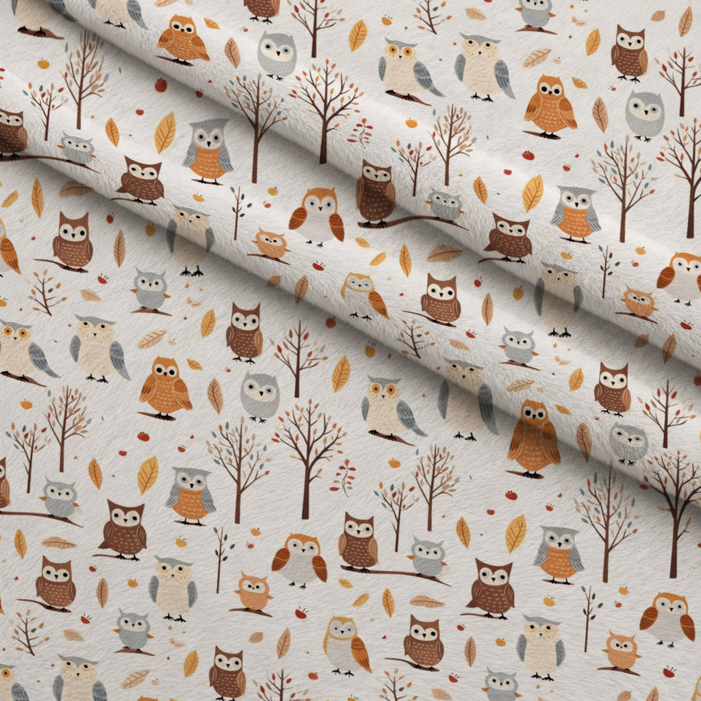 Woodland Hoots Pattern 9 Minky Fabric — plush minky folded close-up preview (mv-minky-v1:lying)