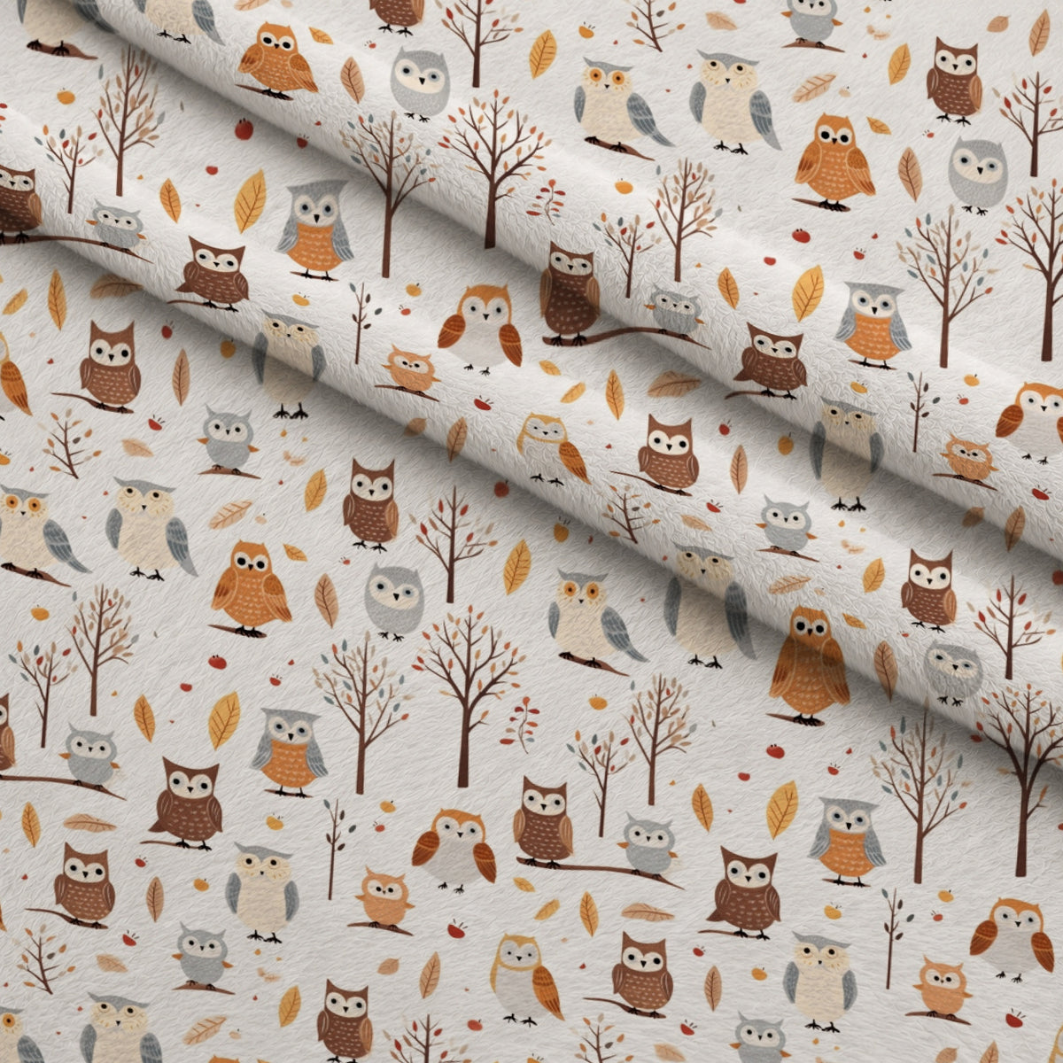 Woodland Hoots Pattern 9 Minky Fabric — plush minky folded close-up preview (mv-minky-v1:lying)