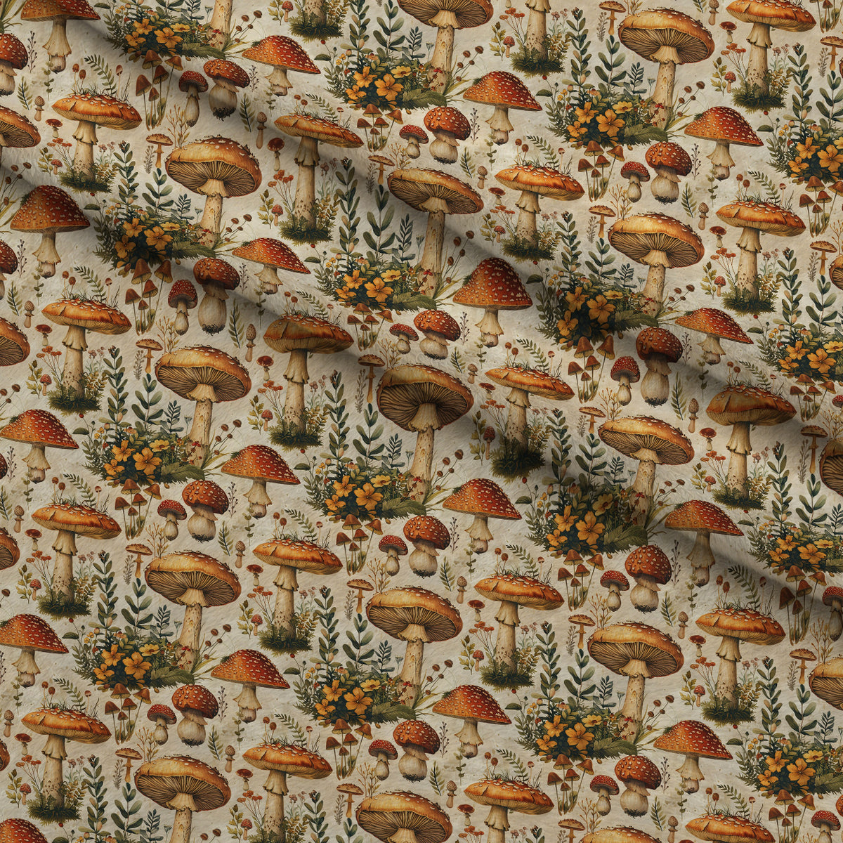Woodland Toadstools Pattern 3 Minky Fabric — plush minky folded close-up preview (mv-minky-v1:lying)