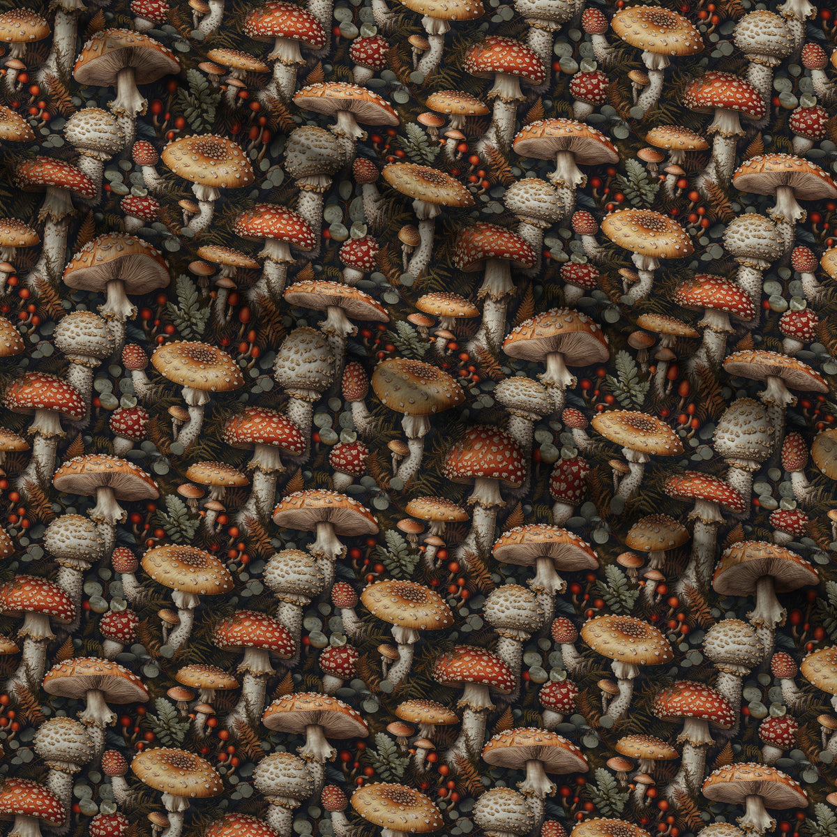 Woodland Toadstools Pattern 4 Minky Fabric — plush minky folded close-up preview (mv-minky-v1:lying)