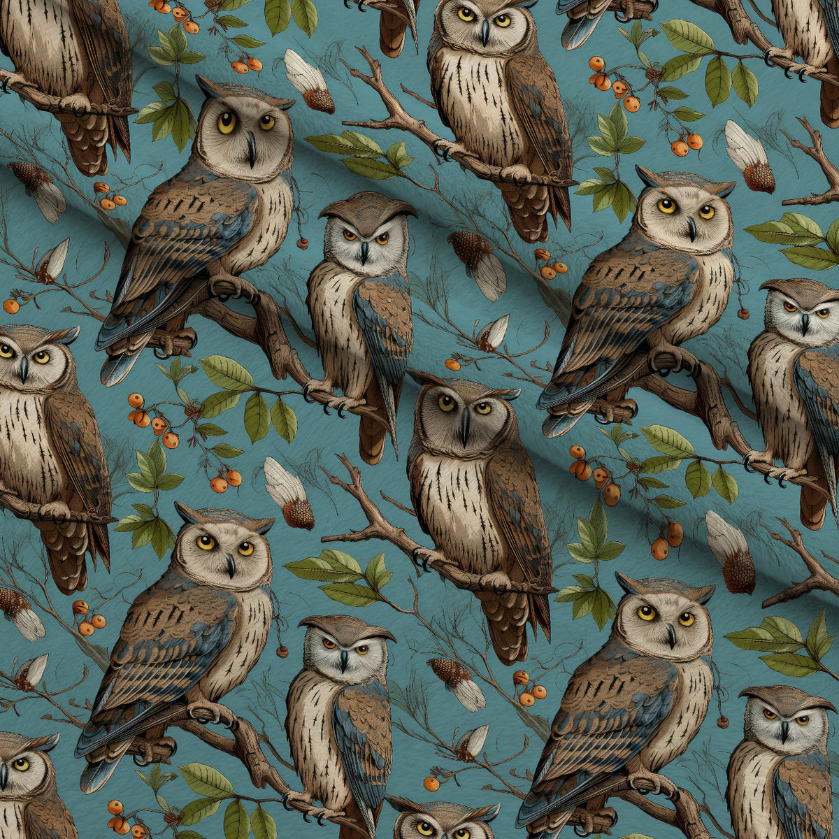 Woodland Watchers Pattern 10 Minky Fabric — plush minky folded close-up preview (mv-minky-v1:lying)