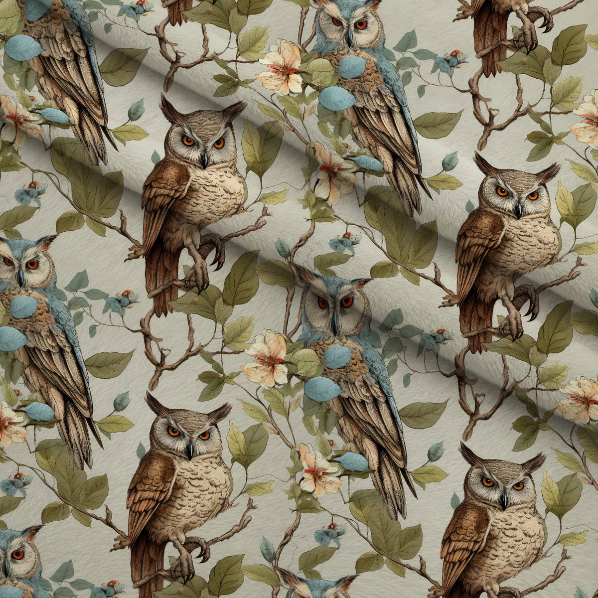 Woodland Watchers Pattern 11 Minky Fabric — plush minky folded close-up preview (mv-minky-v1:lying)