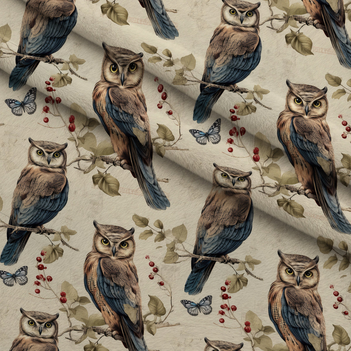 Woodland Watchers Pattern 4 Minky Fabric — plush minky folded close-up preview (mv-minky-v1:lying)