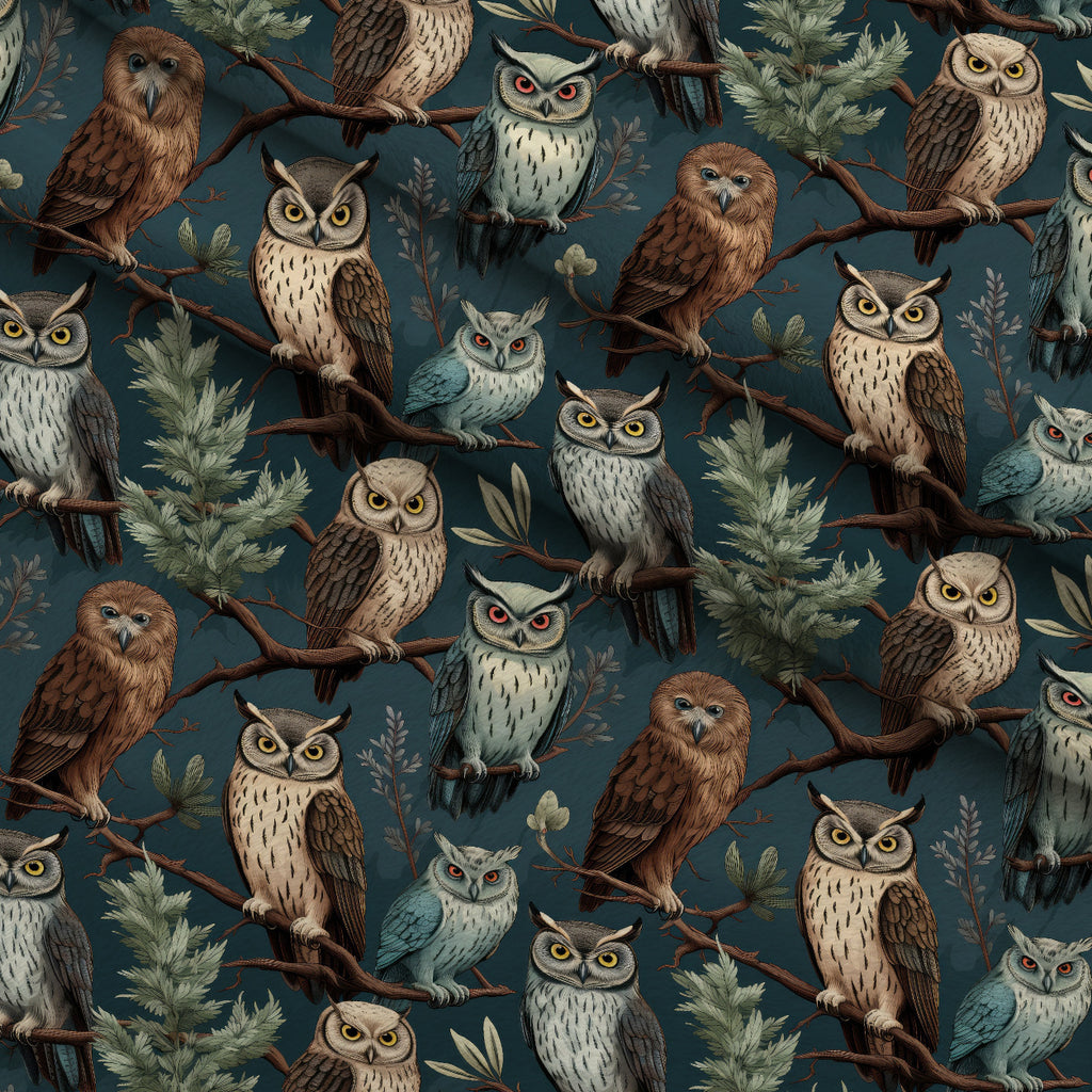 Woodland Watchers Pattern 5 Minky Fabric — plush minky folded close-up preview (mv-minky-v1:lying)