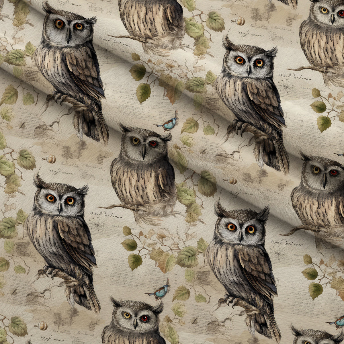Woodland Watchers Pattern 6 Minky Fabric — plush minky folded close-up preview (mv-minky-v1:lying)