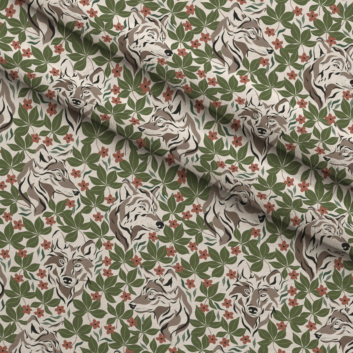 Woodland Wolves Pattern 16 Minky Fabric — plush minky folded close-up preview (mv-minky-v1:lying)