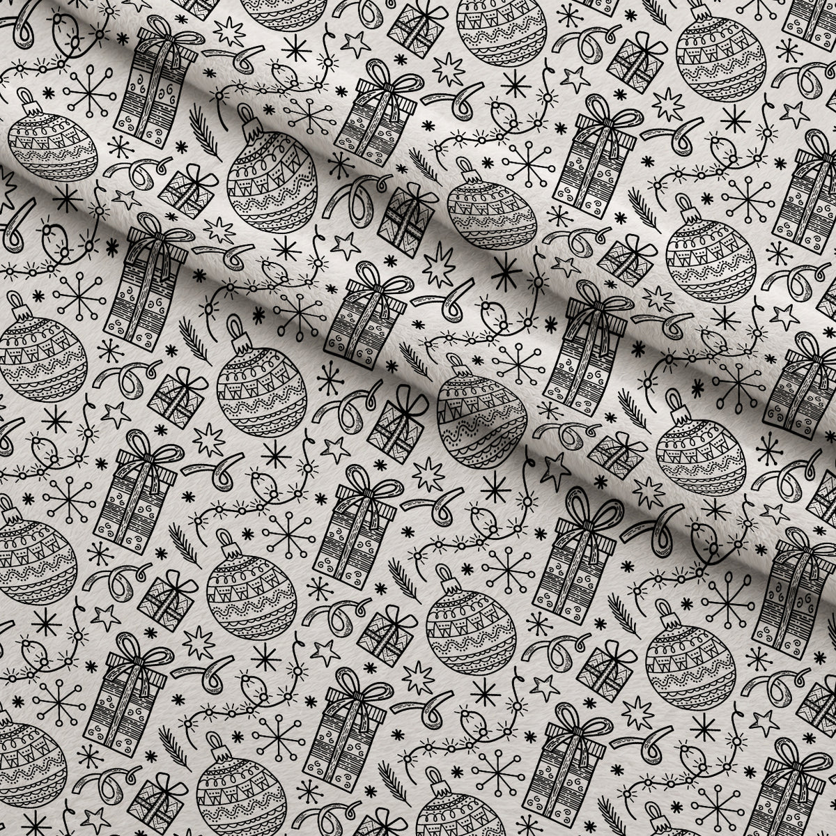 Yuletide Doodles Pattern 4 Minky Fabric — plush minky folded close-up preview (mv-minky-v1:lying)