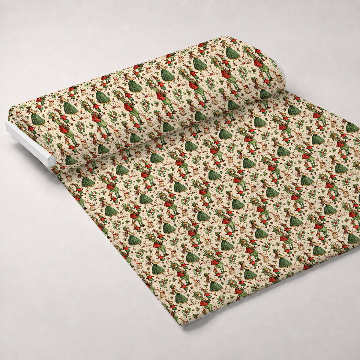 Yuletide Hare Pattern 30 Minky Fabric — plush minky unrolled bolt preview (mv-minky-v1:bolt)