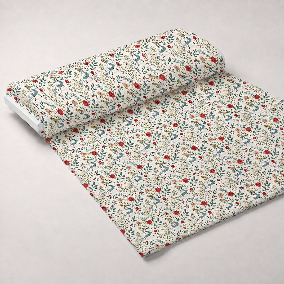 Yuletide Hare Pattern 38 Minky Fabric — plush minky unrolled bolt preview (mv-minky-v1:bolt)