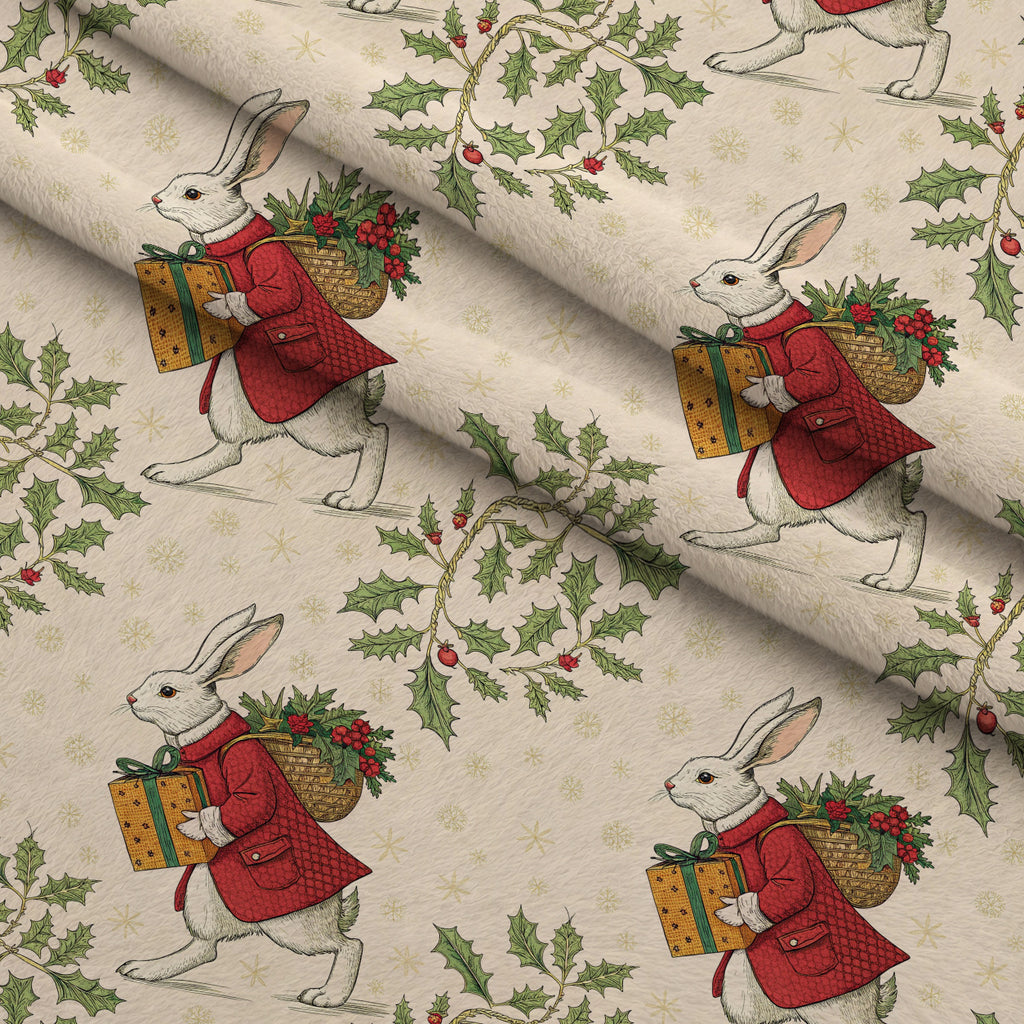 Yuletide Hare Pattern 41 Minky Fabric — plush minky folded close-up preview (mv-minky-v1:lying)