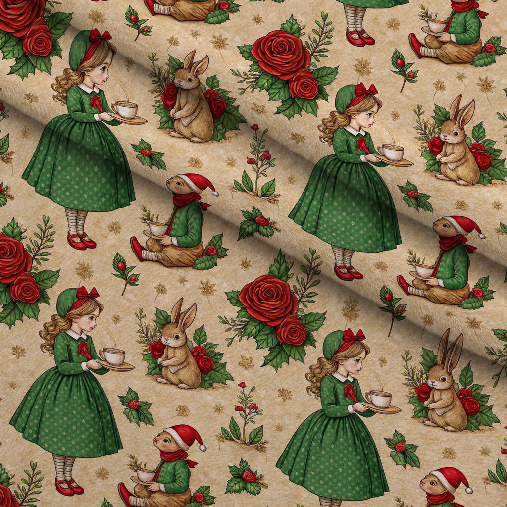 Yuletide Hare Pattern 42 Minky Fabric — plush minky folded close-up preview (mv-minky-v1:lying)