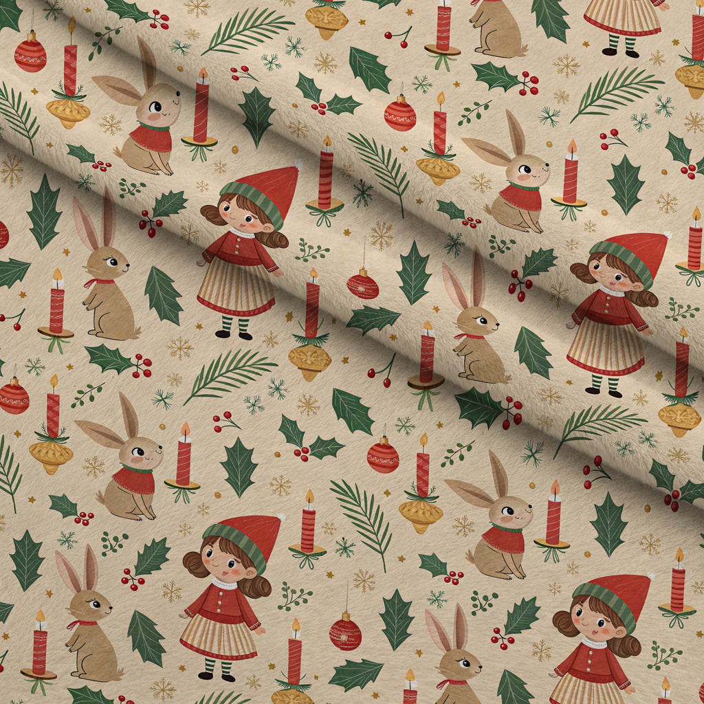 Yuletide Hare Pattern 48 Minky Fabric — plush minky folded close-up preview (mv-minky-v1:lying)