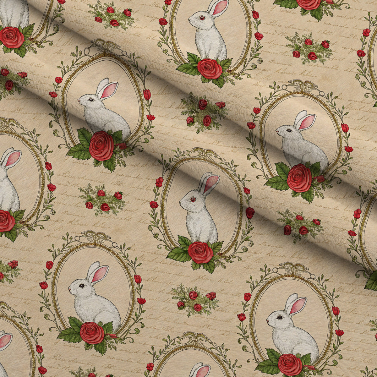 Yuletide Hare Pattern 58 Minky Fabric — plush minky folded close-up preview (mv-minky-v1:lying)