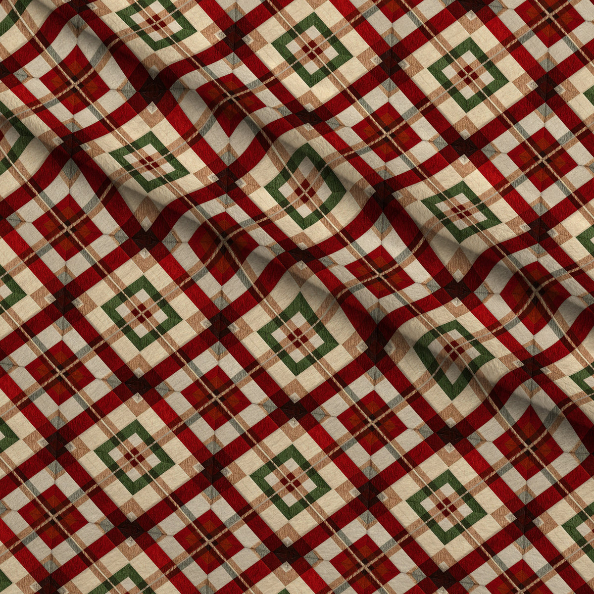 Yuletide Patchwork Pattern 12 Minky Fabric — plush minky folded close-up preview (mv-minky-v1:lying)