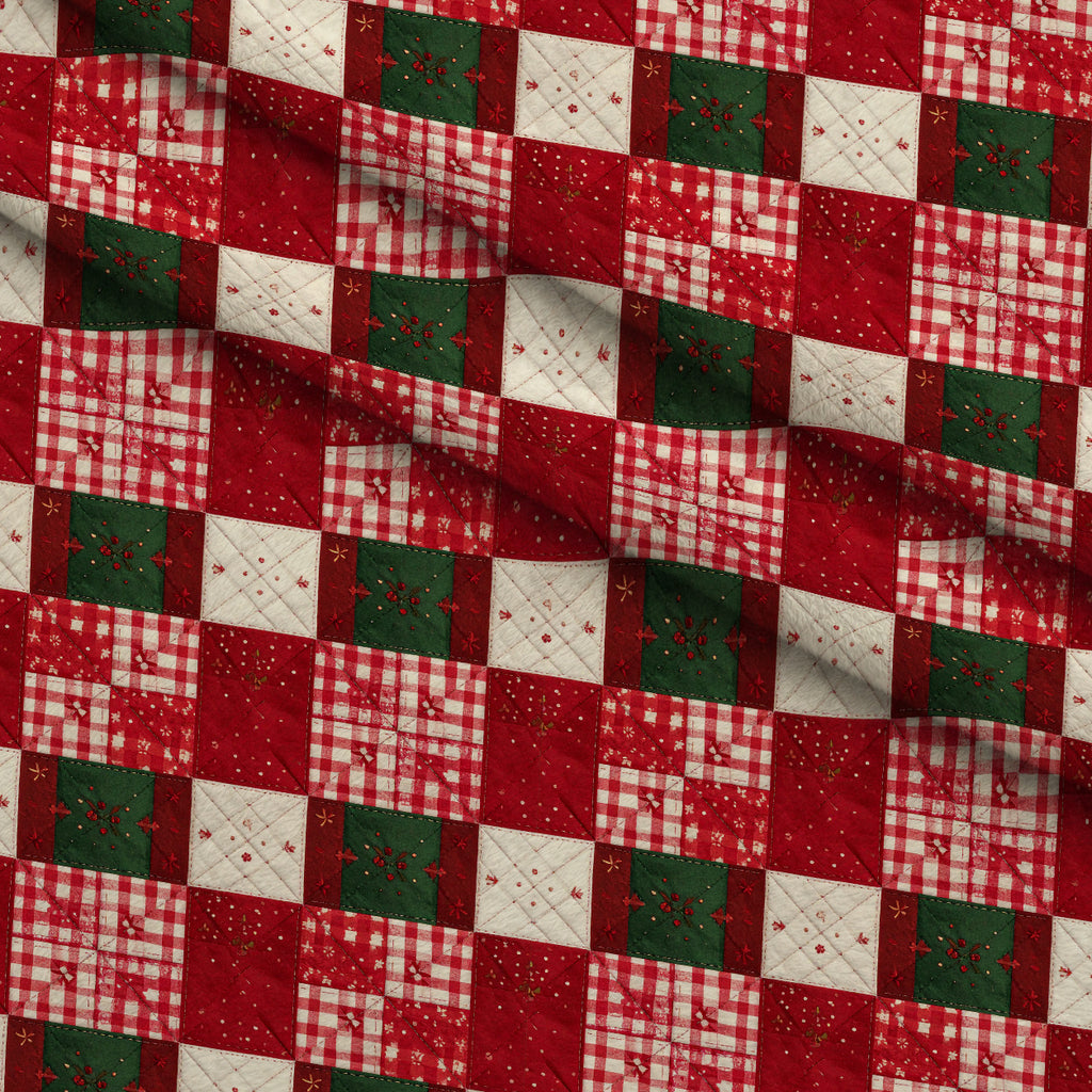 Yuletide Patchwork Pattern 8 Minky Fabric — plush minky folded close-up preview (mv-minky-v1:lying)