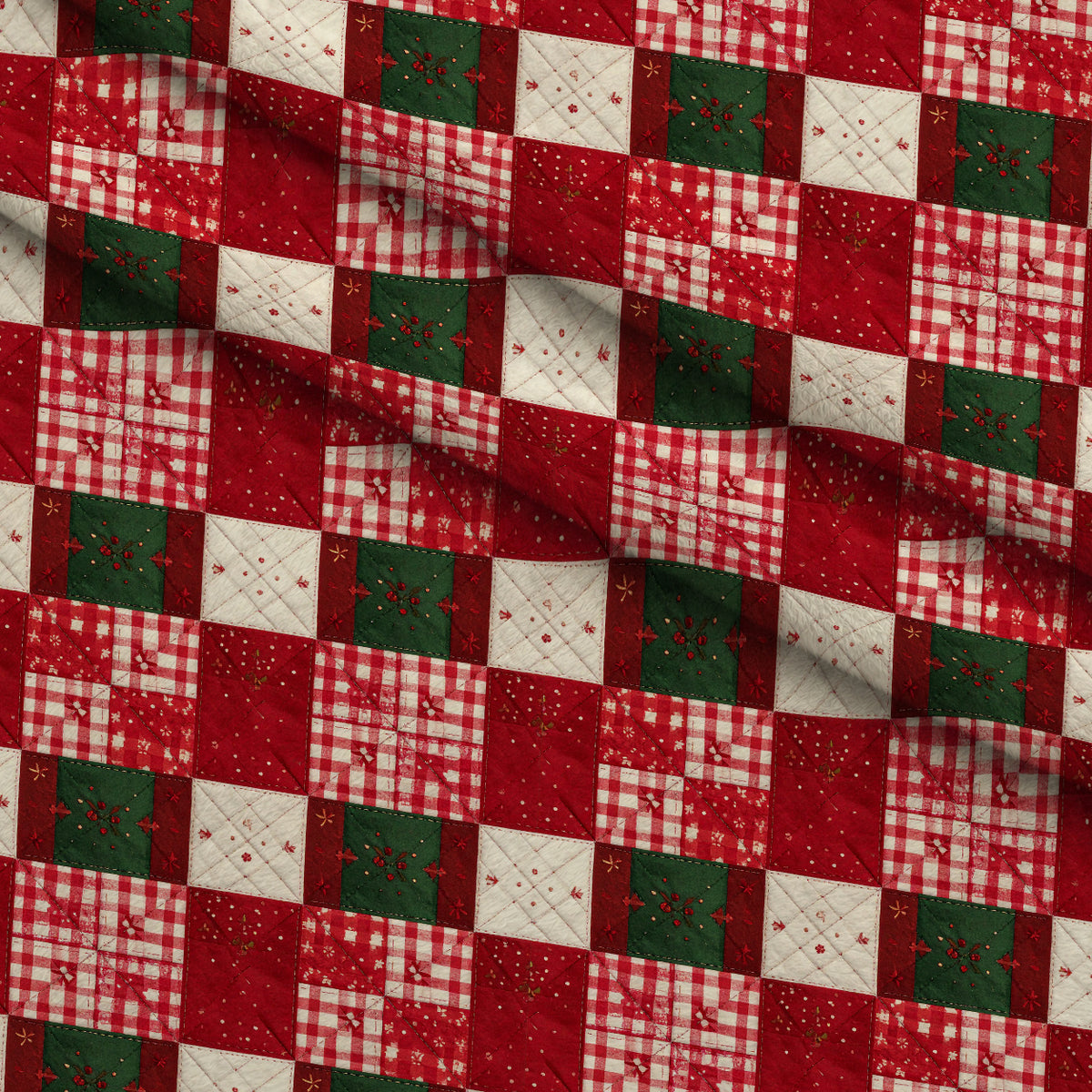 Yuletide Patchwork Pattern 8 Minky Fabric — plush minky folded close-up preview (mv-minky-v1:lying)