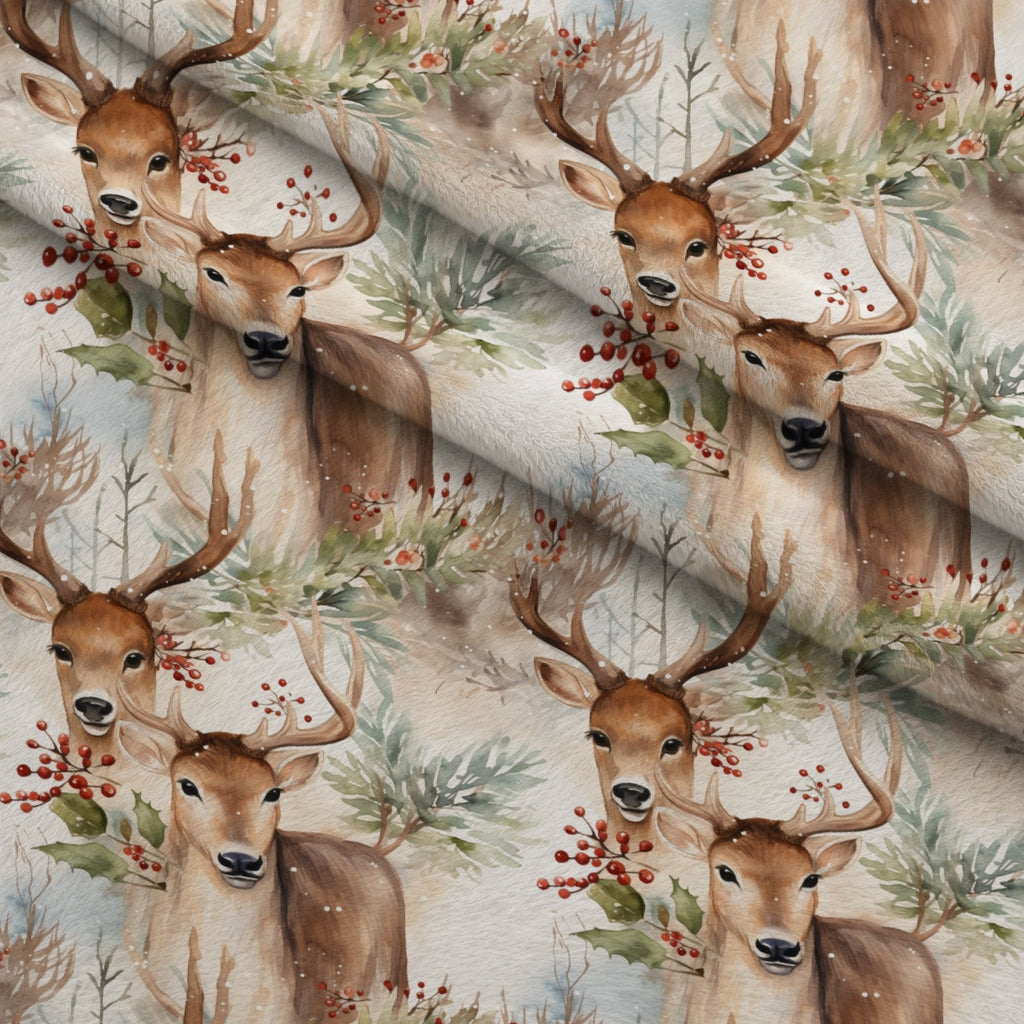 Yuletide Woodland Pattern 11 Minky Fabric — plush minky folded close-up preview (mv-minky-v1:lying)